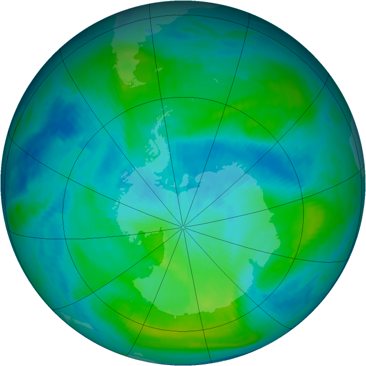Antarctic ozone map for 25 February 1984